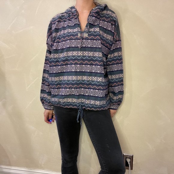 Vintage 90s Paris Sport Club Hoodie in Blue and Pink Print in Size OS - Picture 2 of 9